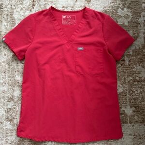 FIGS Red V-Neck Medical Scrub Top